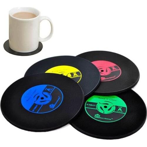 Vintage Vinyl Record CD Coasters Groovy Disk Table Bar Drinks Cup Mats Pad New