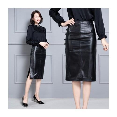 2019 New Fashion Genuine Sheep Real Leather Skirt K37