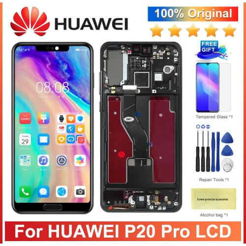 6.1"Super AMOLED Screen For Huawei P20 Pro Display Tested LCD Display Touch Screen For Huawei P20 Pro LCD Replacement With Frame