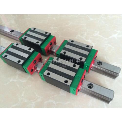 100% original HIWIN 2pcs HGR15 200mm - 1500mm Linear Guide rail + 4pcs HGH15CA / HGW15CA HIWIN Carriage