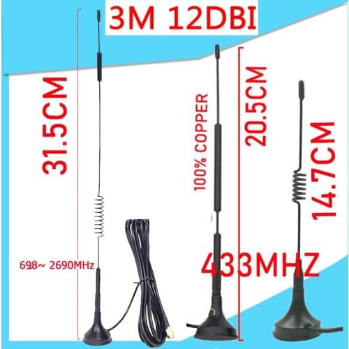 12dbi 5dbi 433Mhz Antenna lora 433 MHz antena SMA Male Connector Magnetic base for Ham Radio Signal Booster Wireless Repeater