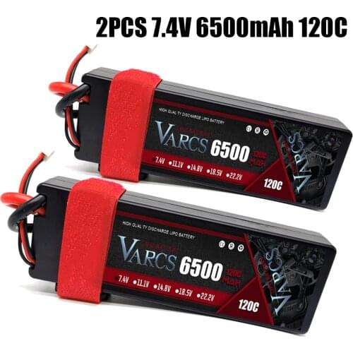 2PCS VARCS Lipo Batteries 2S 7.4V 6500mAh 120C/240C HardCase for RC 1/8 /10 Car Off-Road Buggy Truck Boats Drone salash Parts