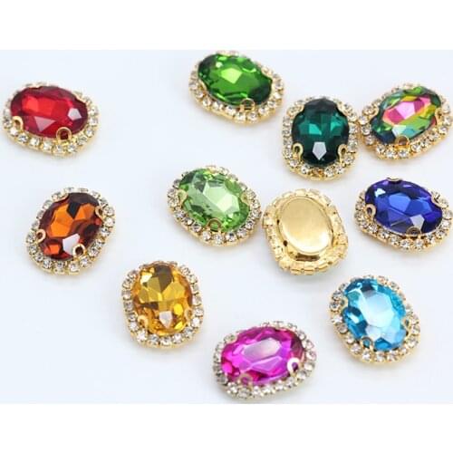 24colors All Sizes sew on Oval Chain Claw Golden Setting Rhinestone Crystal/diamante/Montee/jewelrys/wedding dress bag Diy Trim