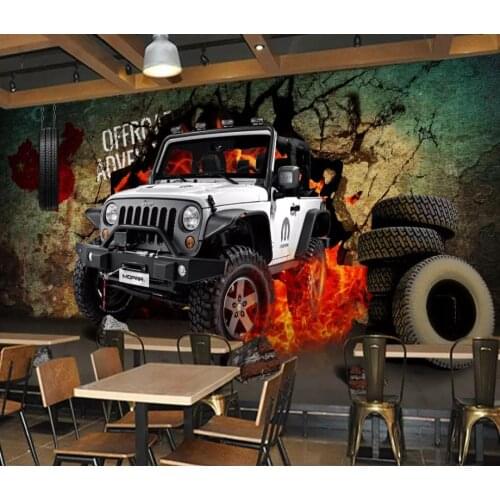 3D photo wall mural Car broken wall girls bedroom wallpaper 3d stereoscopic modern wallpaper Beautiful background wall
