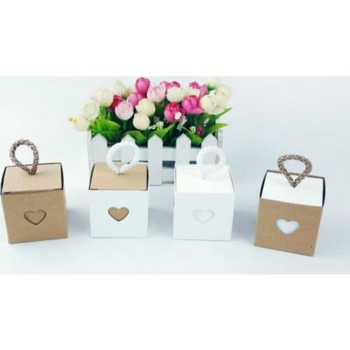 50Pcs Kraft Paper Packing Case Candy Box Set Retro Style Gifts Favor Decor Party Celebration Bag Ribbon Tag Wedding Accessories