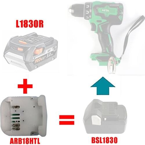 Adapter ARB18HTL Converter use AEG RIDGID Li-ion Battery L1830R on Hitachi 18V Lithium Tool