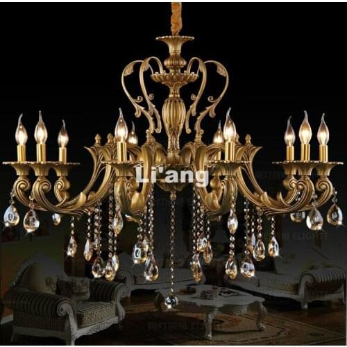 Free Shipping D100cm H65cm Bronze 10L Size K9 Crystal Chandelier Lighting Luxurious Brass Crystal Lamp Lustre Suspension Light