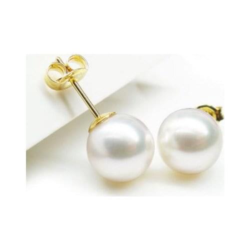 Free shipping luxury Noble jewelry Genuine TOP QUALITY AAAAA 9.5 MM JAPANESE AKOYA PEARL STUD EARRING LOVELY