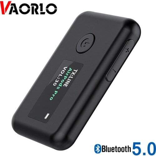 VAORLO OLED Display Wireless Transmitter Receiver For Headphones Bluetooth 5.0 Adapter With 3.5 AUX Jack For TV Speaker Stereo