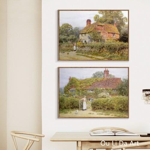 No frame impression rural house landscape art prints poster canvas printings oil painting printed on canvas wall decor pictures
