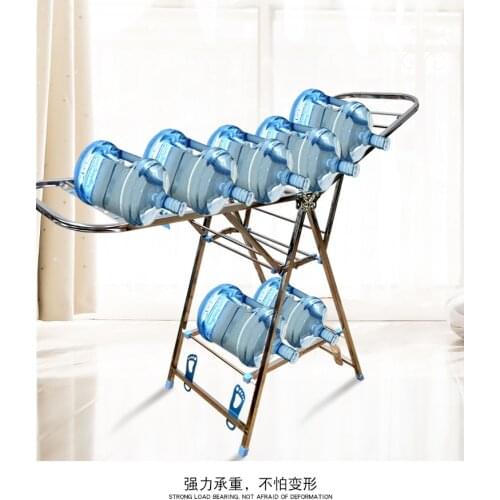 Household Simple Floor Type Folding Drying Rack Stainless Steel Reinforced Outdoor Balcony Drying Rack Shelves