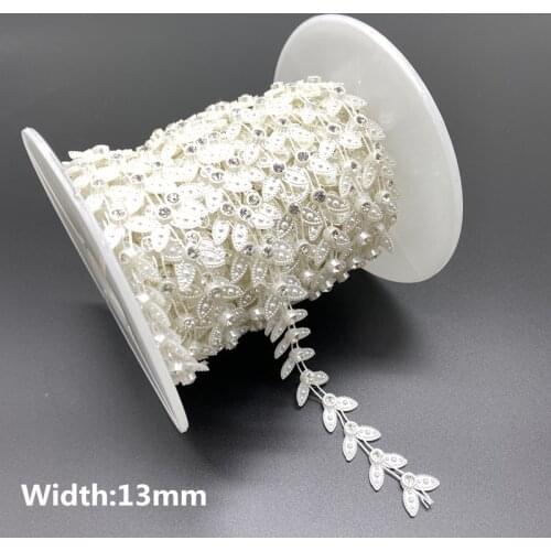 1Yards Chain Pearl Crystal Jewelry Chain Sew On Trims Wedding Dress Costume Applique Jewelry Making DIY Accessories #04