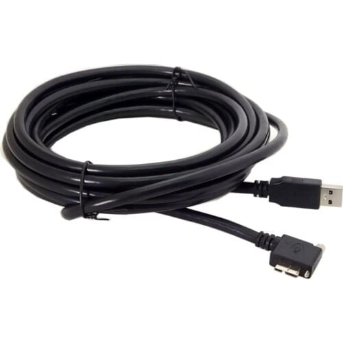 Chenyang 5m 90 Degree Right Angled Micro USB Screw Mount to 3.0 Data Cable for Industrial Camera