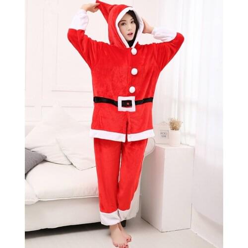 Polar Fleece Kigurumi Christmas Santa Claus Adult Cosplay Costume Unisex Onesies Pajamas Jumpsuit for Halloween Christmas Party