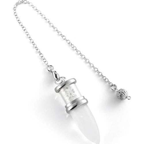 FYSL Silver Plated Wish Bottle Clear Quartz Pendant Link Chain Natural Tiger Eye Stone Jewelry