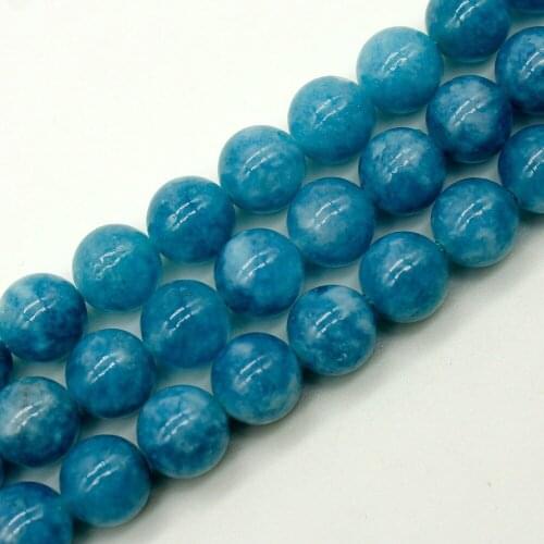 6.8.10.mm Smooth Round Aquamarines Jades Stone Spacer Loose Bead 15" For Necklace Bracelet DIY Jewelry Making