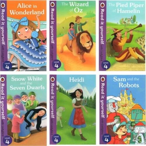 6 PCS/Set Ladybird Read it Yourself Level 4 English Picture Story Book Leveled Readers Parent Child Reading Early Education