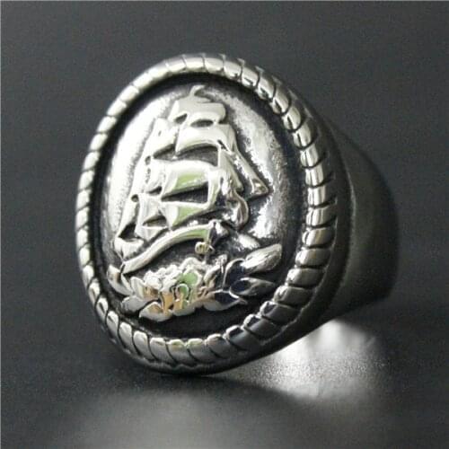 Sea Ship Ring 316L Stainless Steel Jewelry Newest Biker Ring