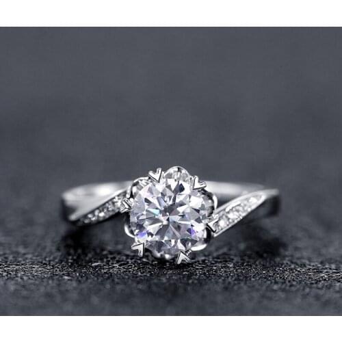 14K White Gold Moissanite Flower shape Ring jewelry Wedding Anniversary Lab Diamond Made Trendy style