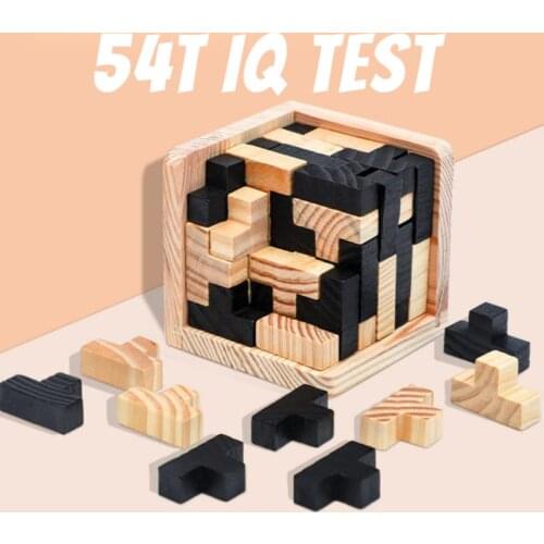 Creative 3D Wooden Cube Puzzle Ming Luban Interlocking Educational Toys For Children Kids Brain Teaser Early Learning Toy Gift