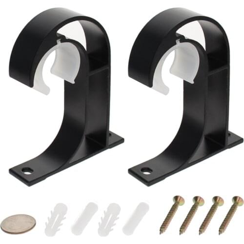 MroMax Curtain Rod Brackets Aluminum Alloy Paint 92*76*19mm Screw Hole Diameter 5mm Guide Rod Single Bracket Hardware 2/3/4pcs