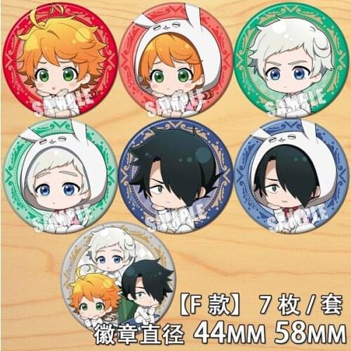 Anime The Promised Neverland Norman Emma Ray Figure 4656 Badges Round Brooch Pin Gifts Kids Collection Toy