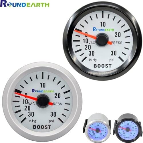 Round Earth 52mm Blue Backlight Auto Car Boost Gauge Modification Mechanical Turbine Meter -30~30 PSI Free Shipping