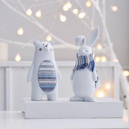 Creative Rabbit Bear Resin Crafts Miniature Figurines Mini Animal Fairy Garden Gifts Home Decoration Accessories For Living Room