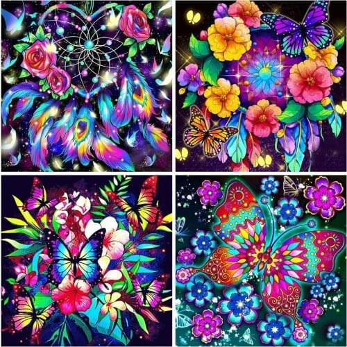 5D Diy Diamond Embroidery Butterfly Mosaic Kit New Arrival Diamond Painting Flower Cross Stitch Dreamcatcher Wall Art Pictures