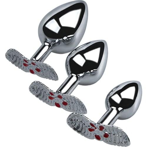 2021 New RYPJ-50-E Smooth Touch Head Metal Anal Plug Sex Toys Stainless Steel Leaf Tail Butt Plug Anal Beards for Adult Game