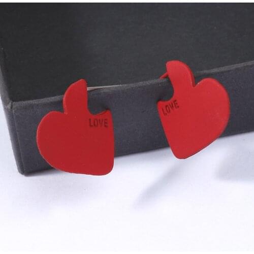 SUMENG New Arrival 2021 Fashion Vintage Heart Shape Cute Drop Earrings Red Color Love Heart Statement Small Earrings For Women