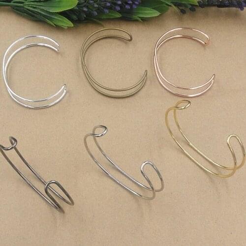 Open Cuff Bracelet Simple Double Wire Bangle Findings Settings Metal DIY Jewelry Making Wholesale