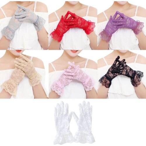 New Party Sexy Dressy Gloves Women High Quality Lace Gloves Paragraph Wedding Gloves Mittens Accessories Full Finger Girls Lace
