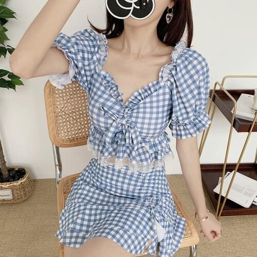 2021 New Sexy Solid Bikinis Women Swimsuit Bathing Suit Beachwear High Waist Swimwear Bottom Biquini Female Lattice Swimskirt