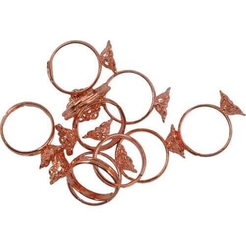 10pcs Adjustable Rings 12x5mm Blank Filigree Flower Cup Base Pad Fit Diamond