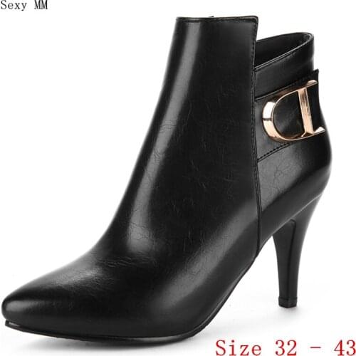Spring Autumn High Heels Women Ankle Boots High Heel Shoes Woman Short Boots Small Plus Size 32 - 43