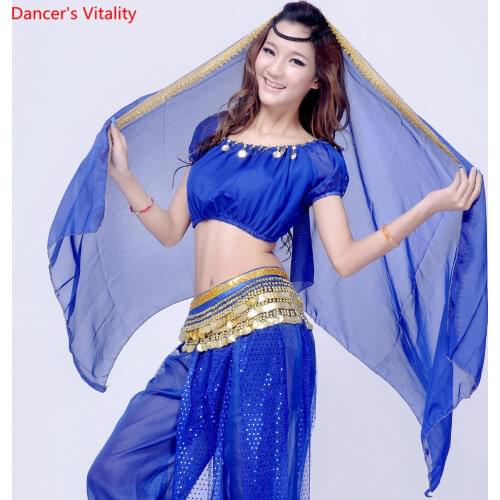 Chiffon Sari Dancewear India Belly Dancing Clothes Head Wrap Scarf Headpiece Bollywood Dance Costume Head Veils