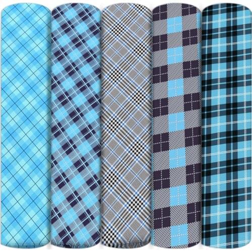 Blue Plaid Grid Geometric Patterns Polyester Cotton Fabric Patchwork Sew Quilting Needlework Material DIY Cloth,1Yc14210