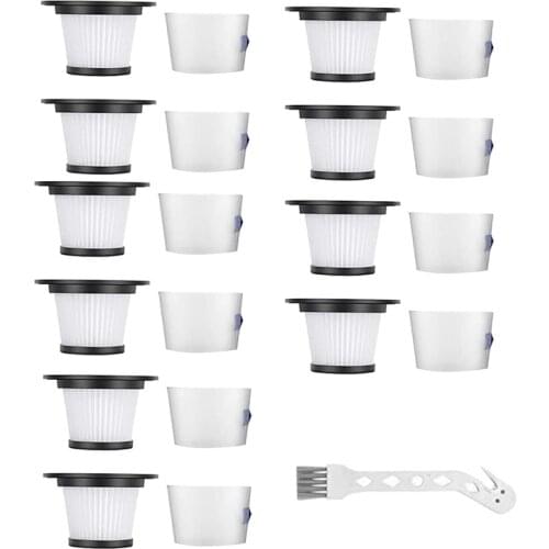 10 Sets Replacement HEPA Filter and Strainer Screen Fit for MOOSOO K17 Cordless Stick Vacuum Cleaner Replacement Parts