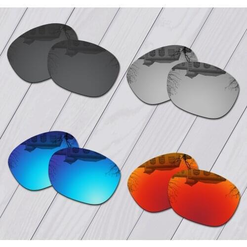 E.O.S 4 Pairs Black & Silver & Ice Blue & Fire Red Polarized Replacement Lenses for Oakley Garage Rock OO9175 Sunglasses