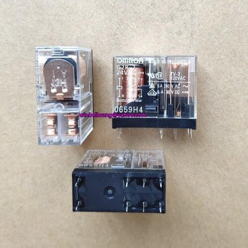 2pcs/lot Brand new and original DPDT 24VDC PCB power relay G2R-2 24VDC , in stock