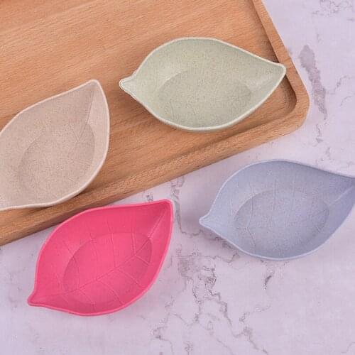 Cute Leaves Shape Wheat Straw Bowl Vinegar Seasoning Solid Soybean Dish Sauce Salt Snack Small Plate Kitchen Supplies