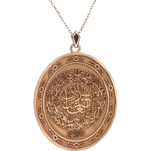 Prayer Model Rose Colored Arabic Necklace Women Silver Accessory Solid 925 Sterling Silver Made in Turkey Women For Gifts