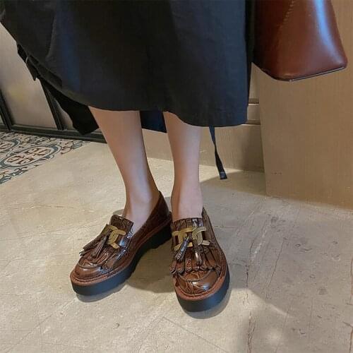 SKLFGXZY High Heels Women Shoes Natural Genuine Leather Square High Heel Shoes Real Leather Round Toe Pumps