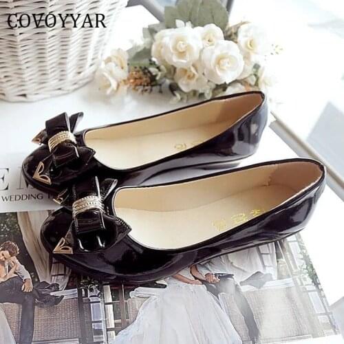 COVOYYAR Pointed Toe Flat Shoes Woman Casual Pu Leather Bow Ballerina Shoes Spring Slip on Girls Ballet Flats Loafers WFS418