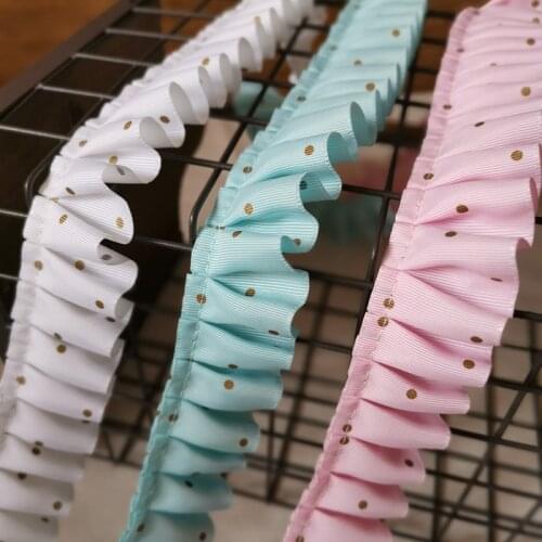 1M New Pleated Lace Fabric 3.8cm Dot Lace Trim Applique Collar Ribbon Sewing Guipure Craft Supplies Laces Flowers dentelle QZ37