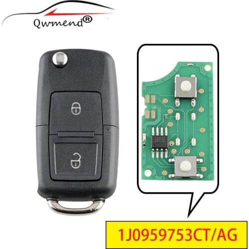 2 Buttons 433Mhz Remote Car key For VW Volkswagen Bora Polo Golf Passat MK4 1999-2005 For VW Volkswagen 1J0 959 753 CT