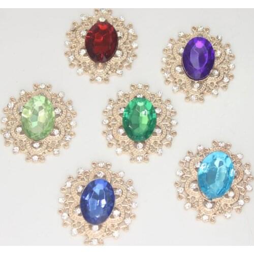 2018 Limited New Arrival 33x30mm Oval Acrylic Gems Buttons For Clothing,diy Metal Crafts For Home Rhinestone Embellishments