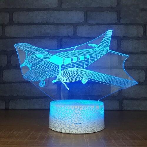Aircraft Helicopter 3d Night Lights Colorful Touch 3d Visual Lights Creative Energy-saving Led Kids Lamp Novelty Usb Led Lamp
