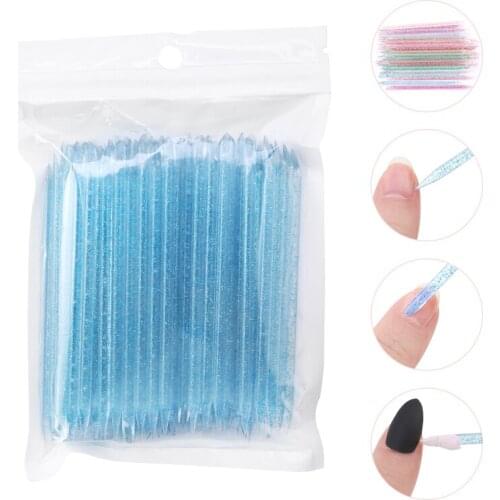 50/100Pcs Reusable Crystal Stick Double End Nail Art Cuticle Pusher Cuticle Remover Tool Pedicure Care Nails Manicures Tools